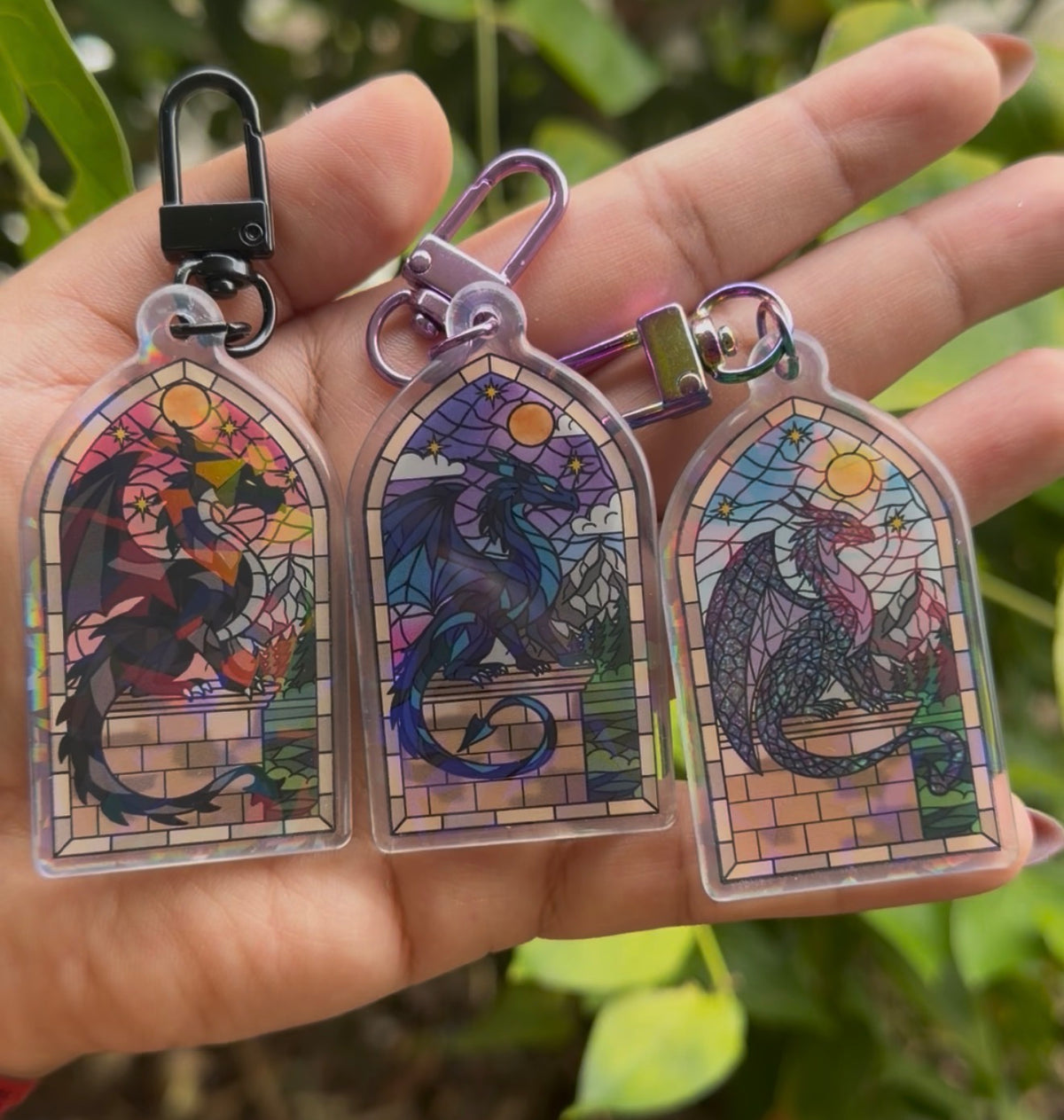 Fourth Wing Dragon Ledge Holographic Keyring