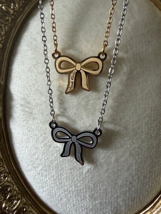 Book Girlie/Good Girl Double sided Bow Necklace