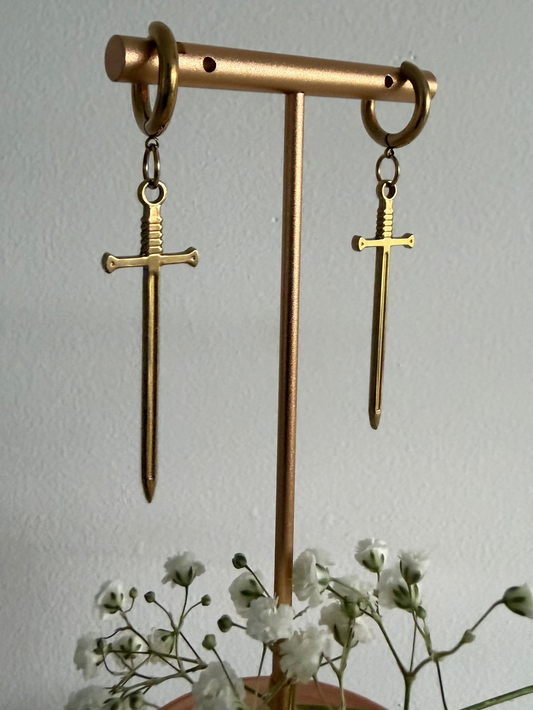 Sword Huggie Earrings