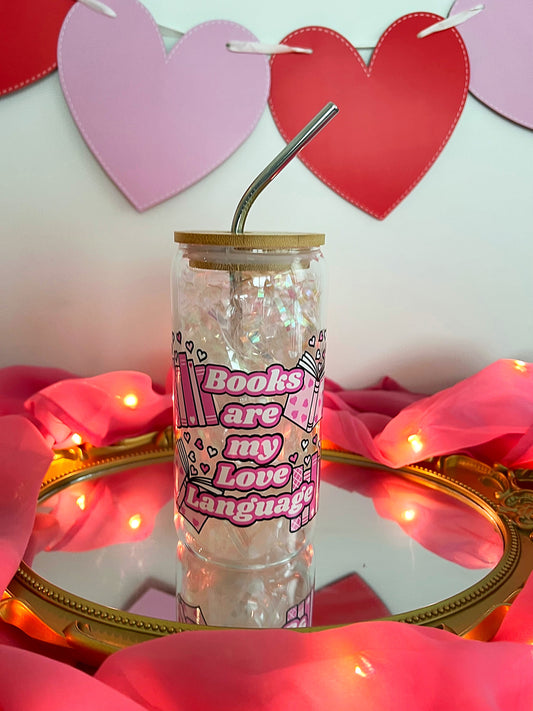 Books are my love language Glass Can Tumbler