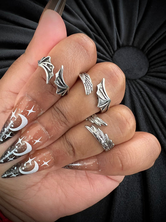 Winged book boyfriend rings